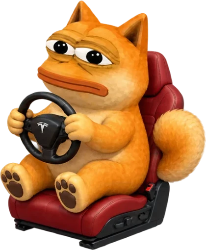 DOPE sitting in the red driver's seat holding the steering wheel